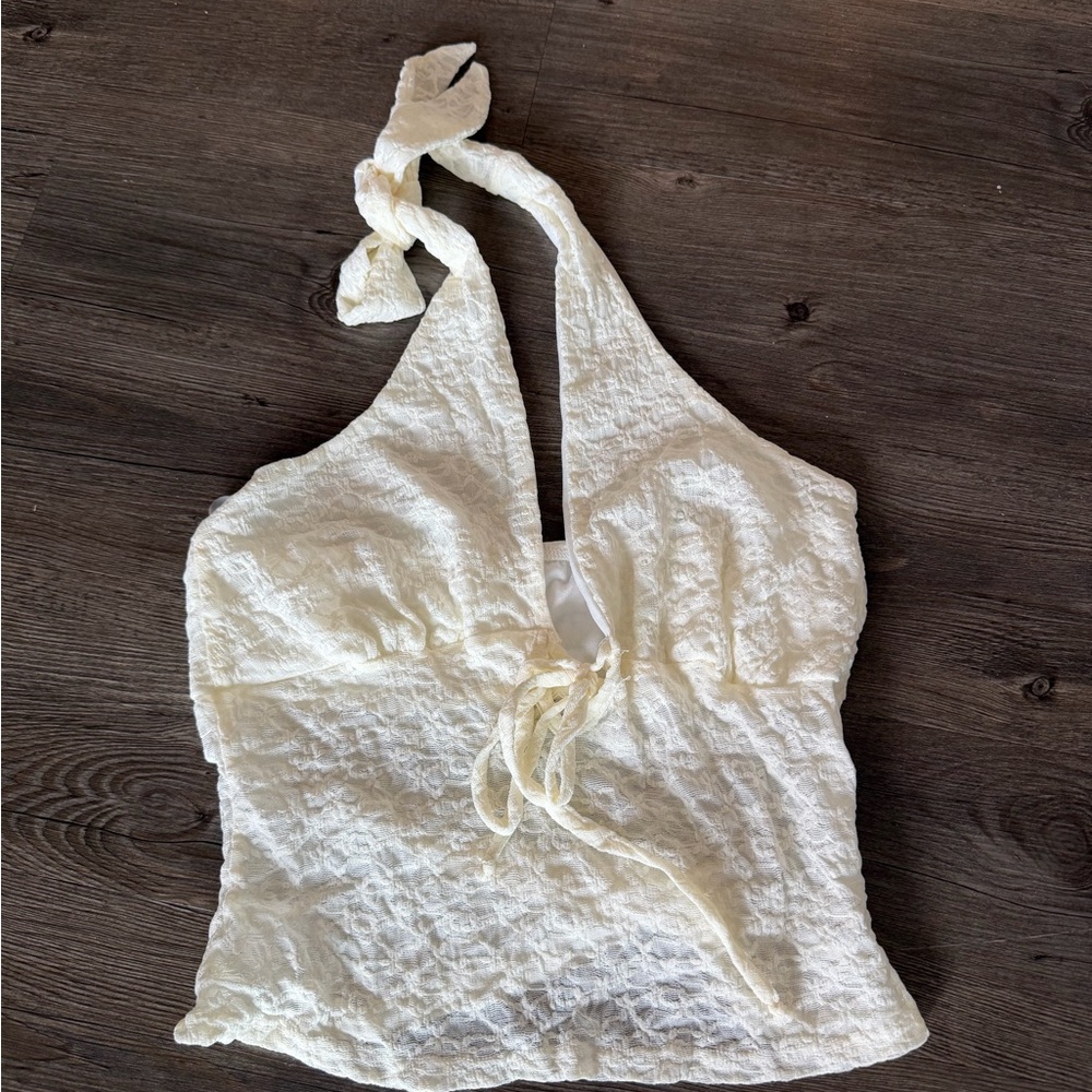 white lace halter top